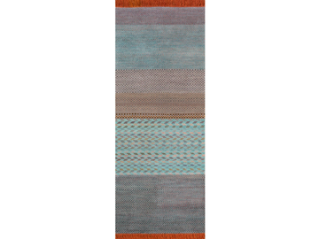LES-1067 Peacock Blue/Pink Crush - Patterned rectangular handmade wool rug by Jaipur Rugs - view 2